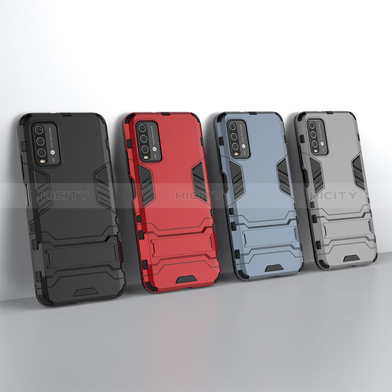 Coque Contour Silicone et Plastique Housse Etui Mat avec Support pour Xiaomi Redmi 9 Power Plus