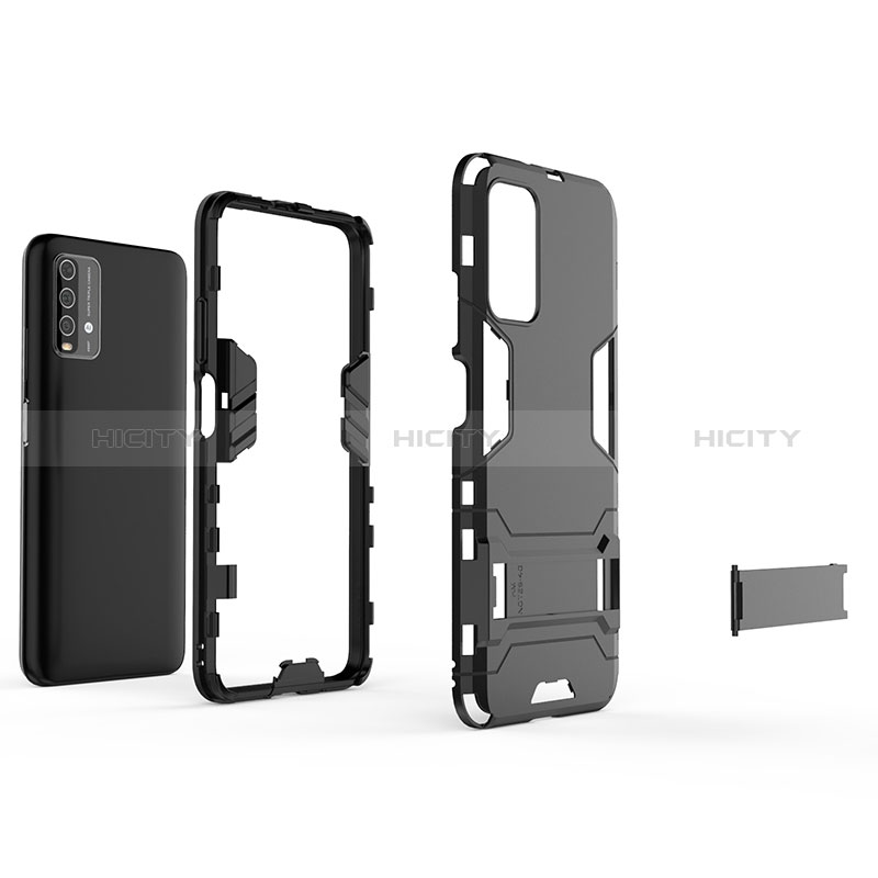 Coque Contour Silicone et Plastique Housse Etui Mat avec Support pour Xiaomi Redmi 9 Power Plus