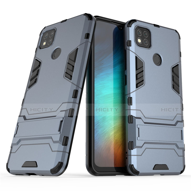 Coque Contour Silicone et Plastique Housse Etui Mat avec Support pour Xiaomi Redmi 9C NFC Plus