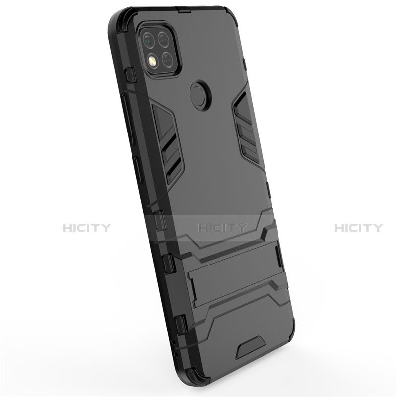 Coque Contour Silicone et Plastique Housse Etui Mat avec Support pour Xiaomi Redmi 9C NFC Plus