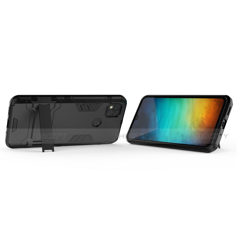 Coque Contour Silicone et Plastique Housse Etui Mat avec Support pour Xiaomi Redmi 9C NFC Plus