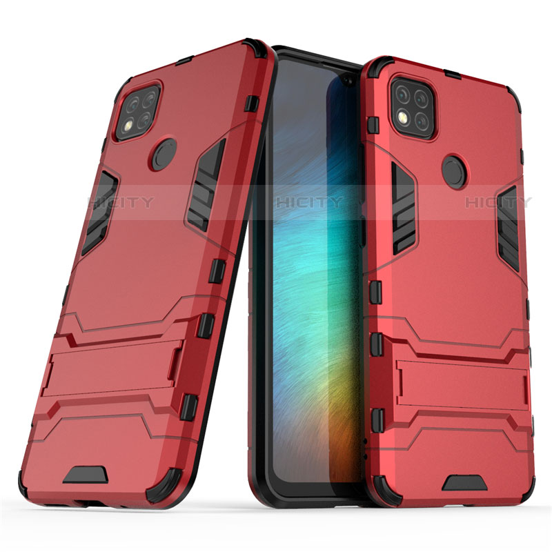 Coque Contour Silicone et Plastique Housse Etui Mat avec Support pour Xiaomi Redmi 9C Plus