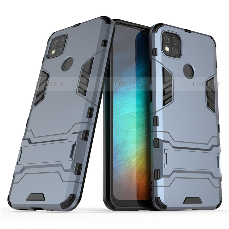 Coque Contour Silicone et Plastique Housse Etui Mat avec Support pour Xiaomi Redmi 9C Plus