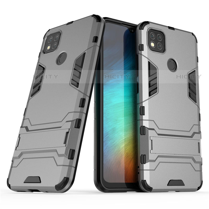 Coque Contour Silicone et Plastique Housse Etui Mat avec Support pour Xiaomi Redmi 9C Plus