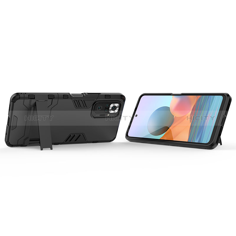 Coque Contour Silicone et Plastique Housse Etui Mat avec Support pour Xiaomi Redmi Note 10 Pro 4G Plus