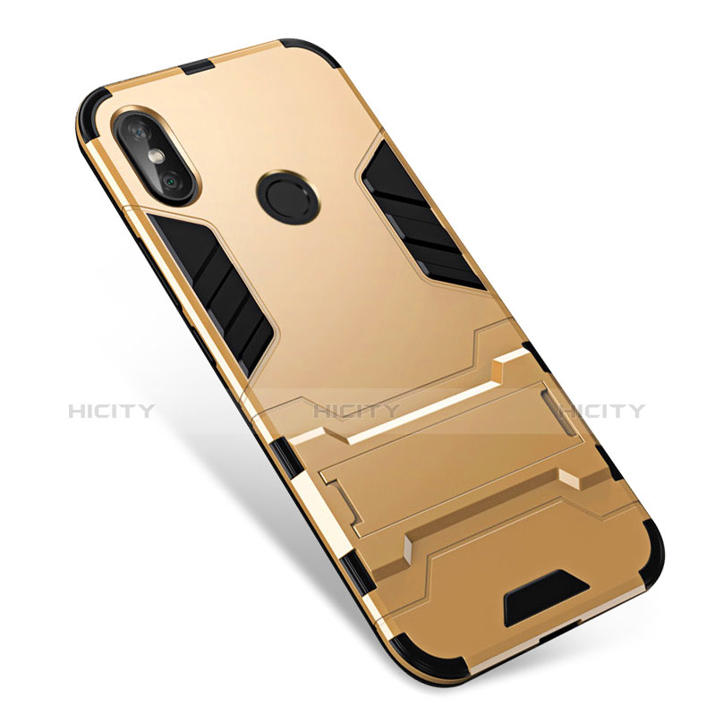 Coque Contour Silicone et Plastique Housse Etui Mat avec Support pour Xiaomi Redmi Note 5 Or Plus