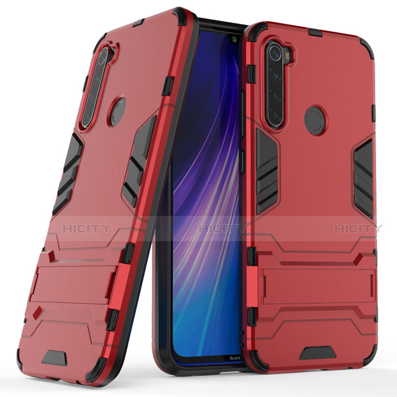 Coque Contour Silicone et Plastique Housse Etui Mat avec Support pour Xiaomi Redmi Note 8 (2021) Plus