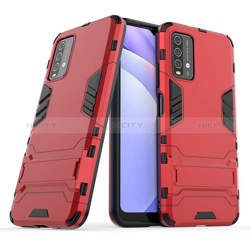 Coque Contour Silicone et Plastique Housse Etui Mat avec Support pour Xiaomi Redmi Note 9 4G Plus