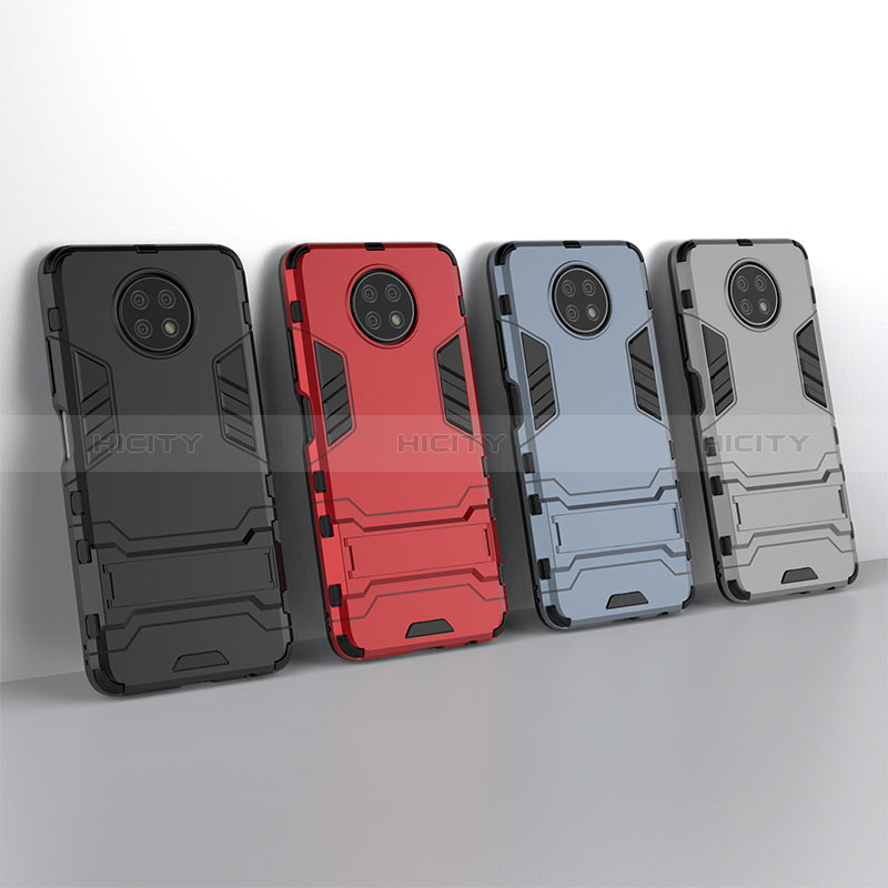 Coque Contour Silicone et Plastique Housse Etui Mat avec Support pour Xiaomi Redmi Note 9 5G Plus