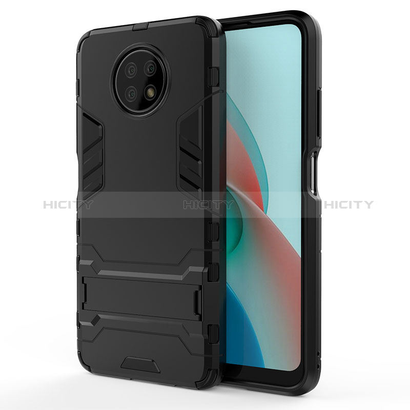 Coque Contour Silicone et Plastique Housse Etui Mat avec Support pour Xiaomi Redmi Note 9 5G Plus