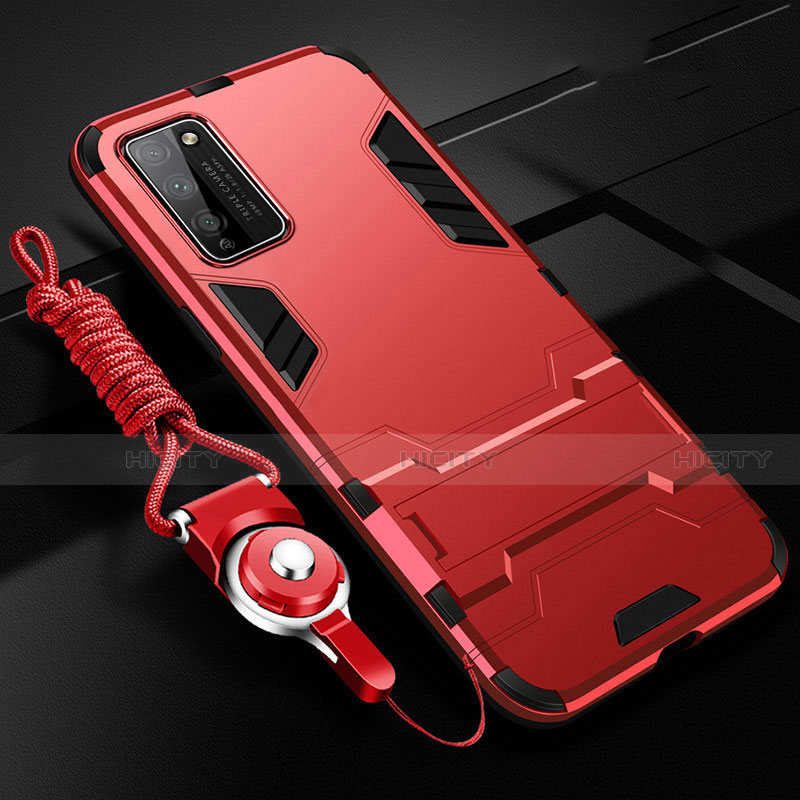 Coque Contour Silicone et Plastique Housse Etui Mat avec Support R01 pour Huawei Honor 30 Lite 5G Rouge Plus