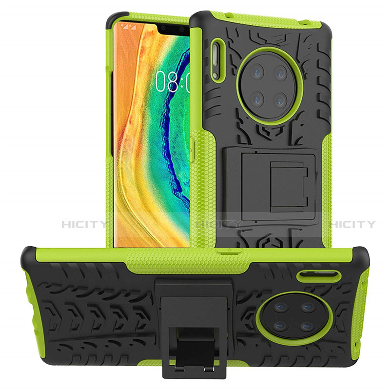 Coque Contour Silicone et Plastique Housse Etui Mat avec Support R01 pour Huawei Mate 30 5G Vert Plus