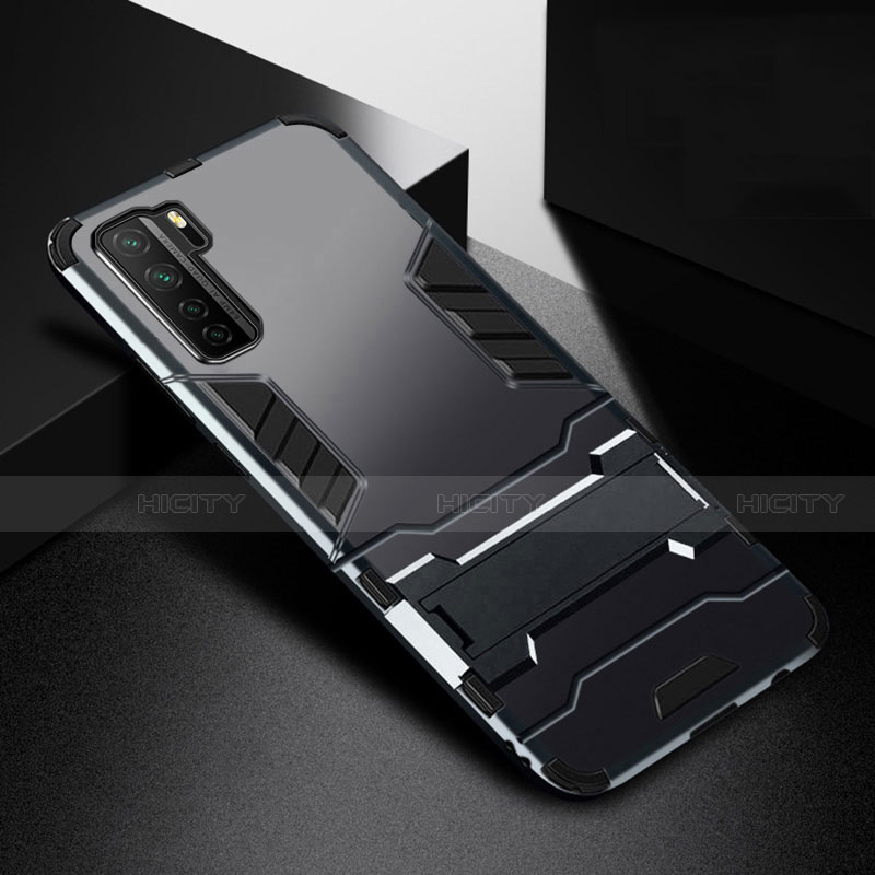 Coque Contour Silicone et Plastique Housse Etui Mat avec Support R01 pour Huawei Nova 7 SE 5G Plus