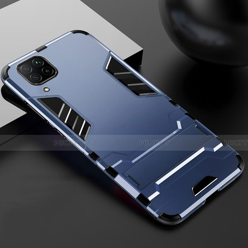 Coque Contour Silicone et Plastique Housse Etui Mat avec Support R01 pour Huawei Nova 7i Bleu Plus