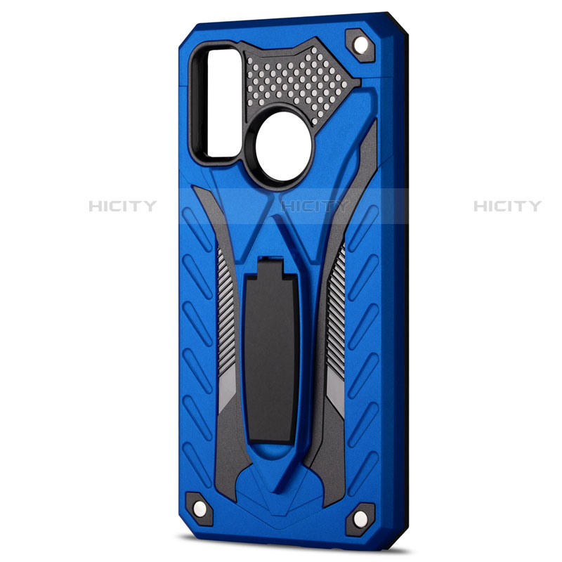 Coque Contour Silicone et Plastique Housse Etui Mat avec Support R01 pour Huawei Nova Lite 3 Plus Bleu Plus