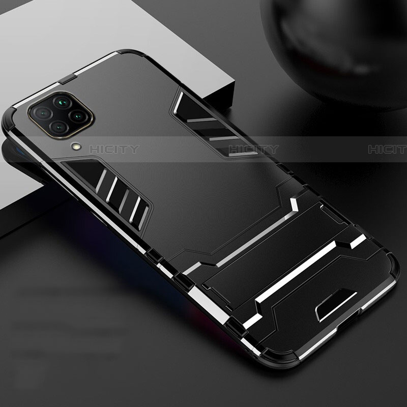 Coque Contour Silicone et Plastique Housse Etui Mat avec Support R01 pour Huawei P40 Lite Noir Plus