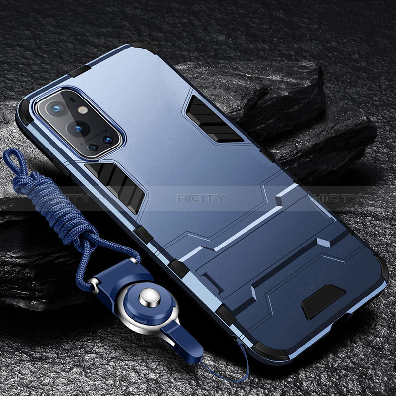 Coque Contour Silicone et Plastique Housse Etui Mat avec Support R01 pour OnePlus 9 Pro 5G Plus