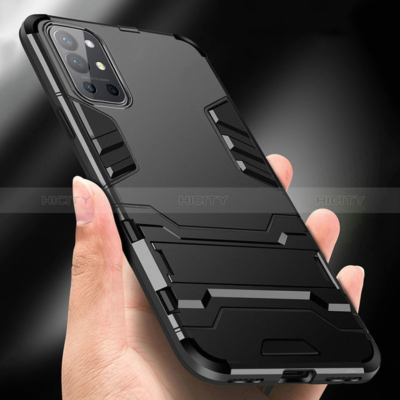 Coque Contour Silicone et Plastique Housse Etui Mat avec Support R01 pour OnePlus 9R 5G Plus