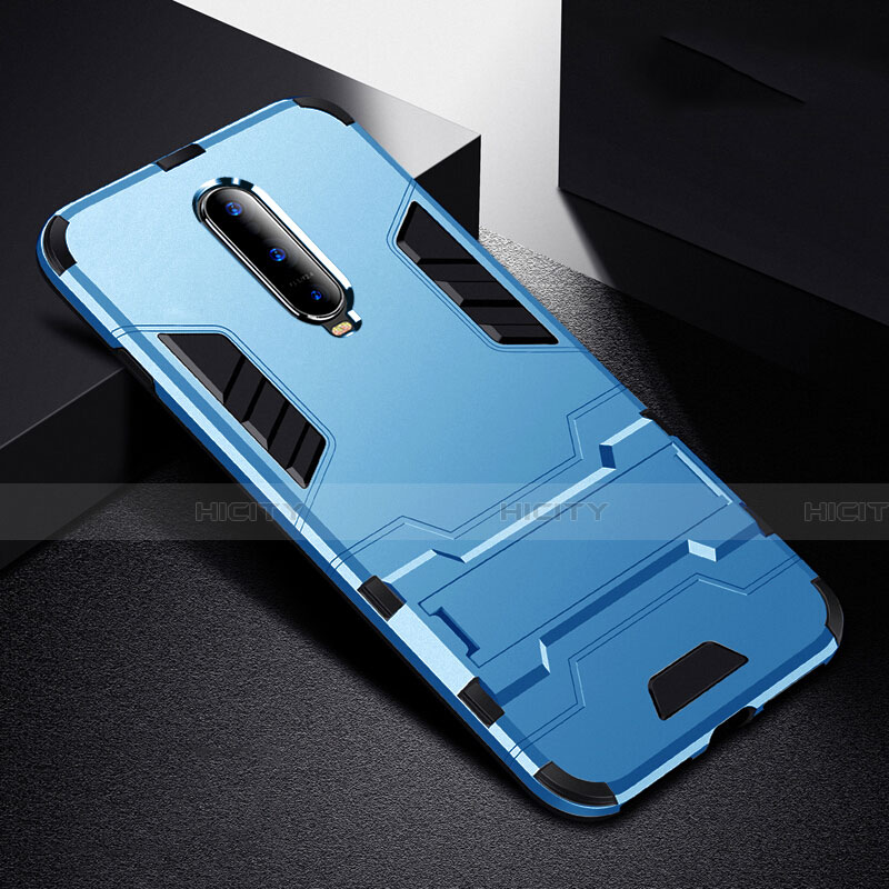 Coque Contour Silicone et Plastique Housse Etui Mat avec Support R01 pour Oppo R17 Pro Bleu Ciel Plus