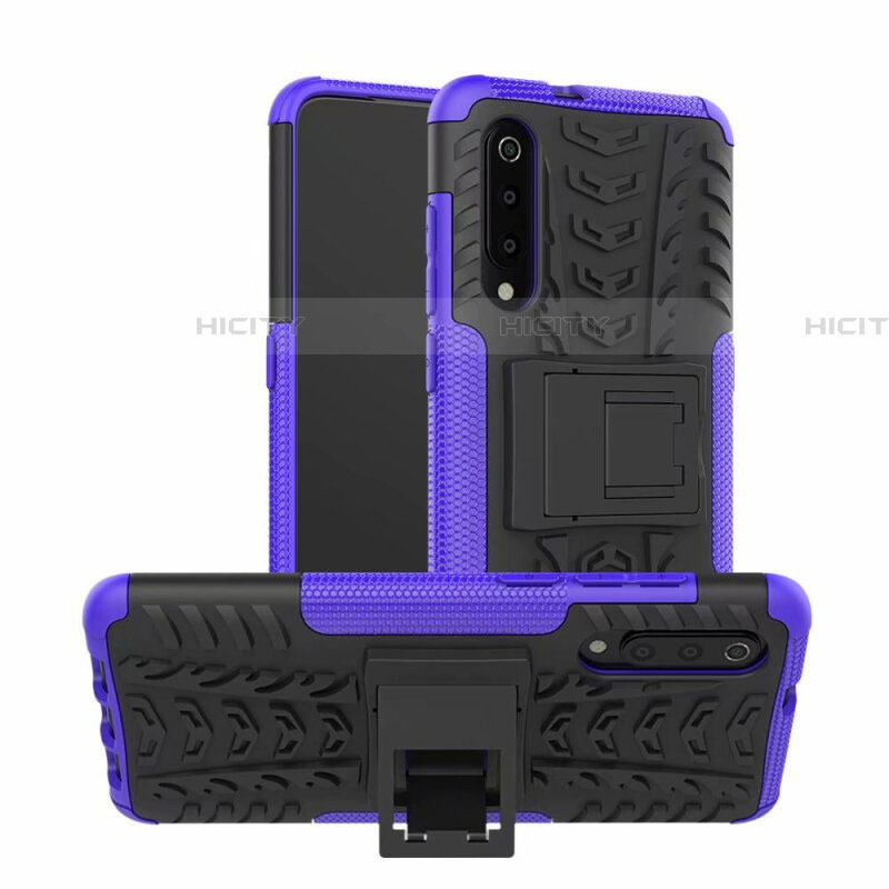 Coque Contour Silicone et Plastique Housse Etui Mat avec Support R01 pour Samsung Galaxy A70 Violet Plus