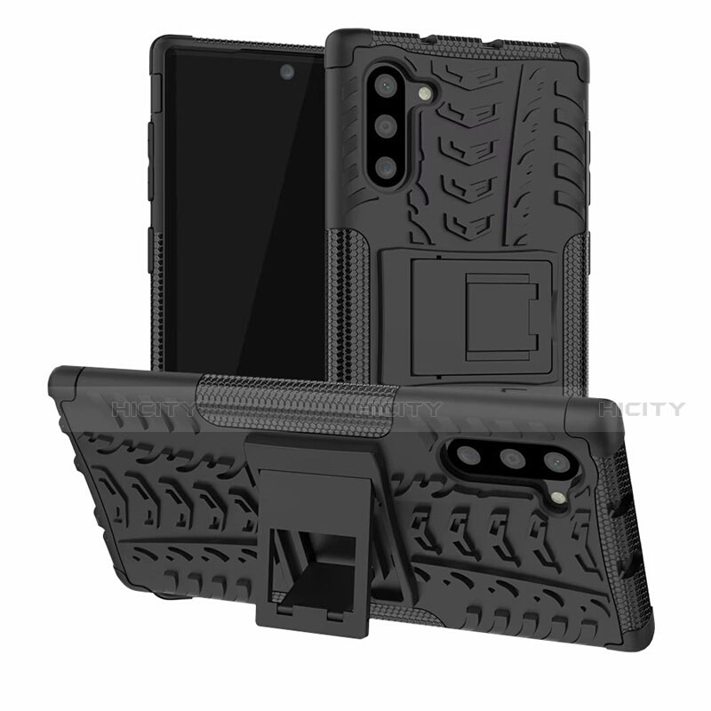 Coque Contour Silicone et Plastique Housse Etui Mat avec Support R01 pour Samsung Galaxy Note 10 5G Plus