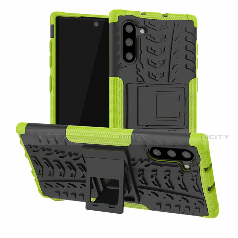 Coque Contour Silicone et Plastique Housse Etui Mat avec Support R01 pour Samsung Galaxy Note 10 5G Plus