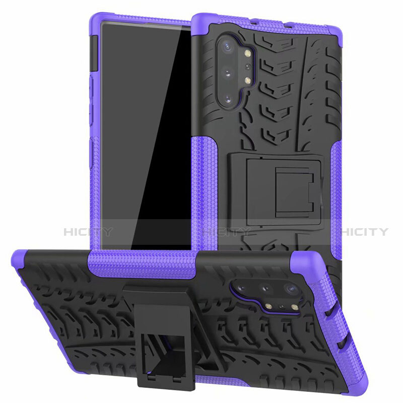 Coque Contour Silicone et Plastique Housse Etui Mat avec Support R01 pour Samsung Galaxy Note 10 Plus Plus