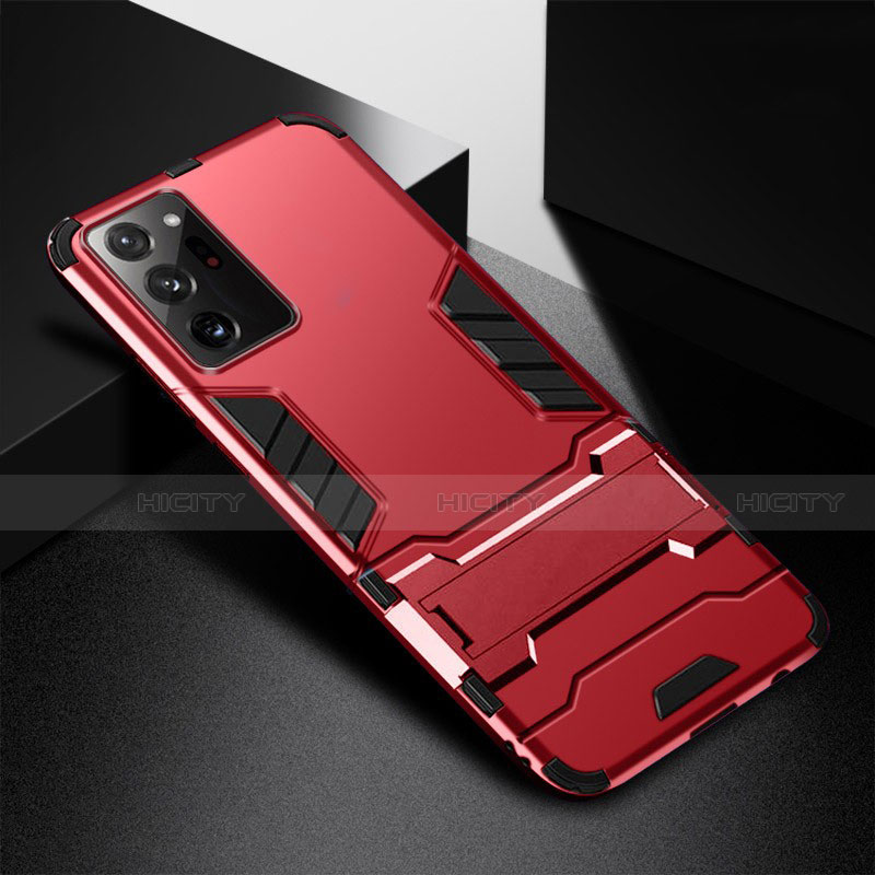 Coque Contour Silicone et Plastique Housse Etui Mat avec Support R01 pour Samsung Galaxy Note 20 Ultra 5G Plus