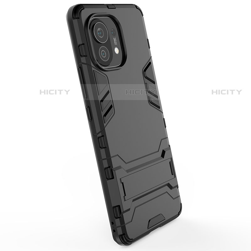 Coque Contour Silicone et Plastique Housse Etui Mat avec Support R01 pour Xiaomi Mi 11 Lite 5G NE Plus