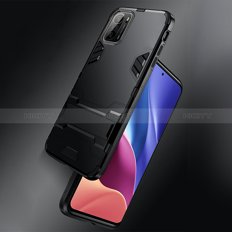 Coque Contour Silicone et Plastique Housse Etui Mat avec Support R01 pour Xiaomi Mi 11X Pro 5G Plus