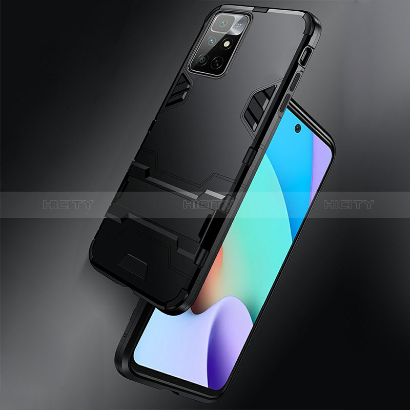 Coque Contour Silicone et Plastique Housse Etui Mat avec Support R01 pour Xiaomi Poco M4 Pro 5G Plus