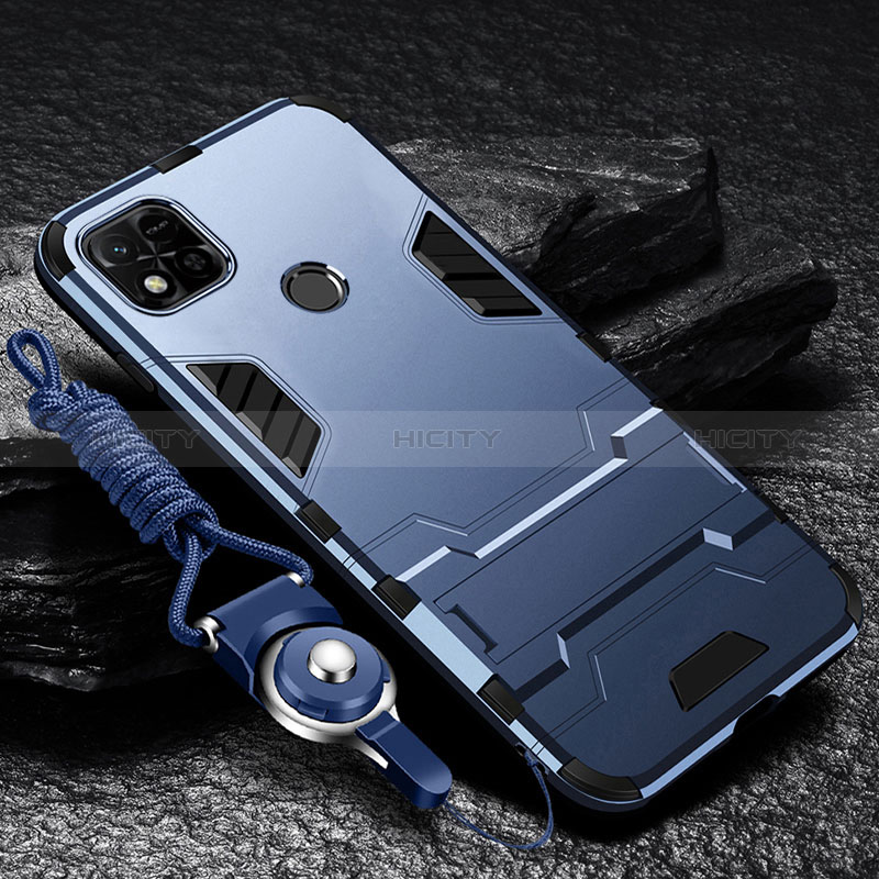 Coque Contour Silicone et Plastique Housse Etui Mat avec Support R01 pour Xiaomi Redmi 9 India Plus