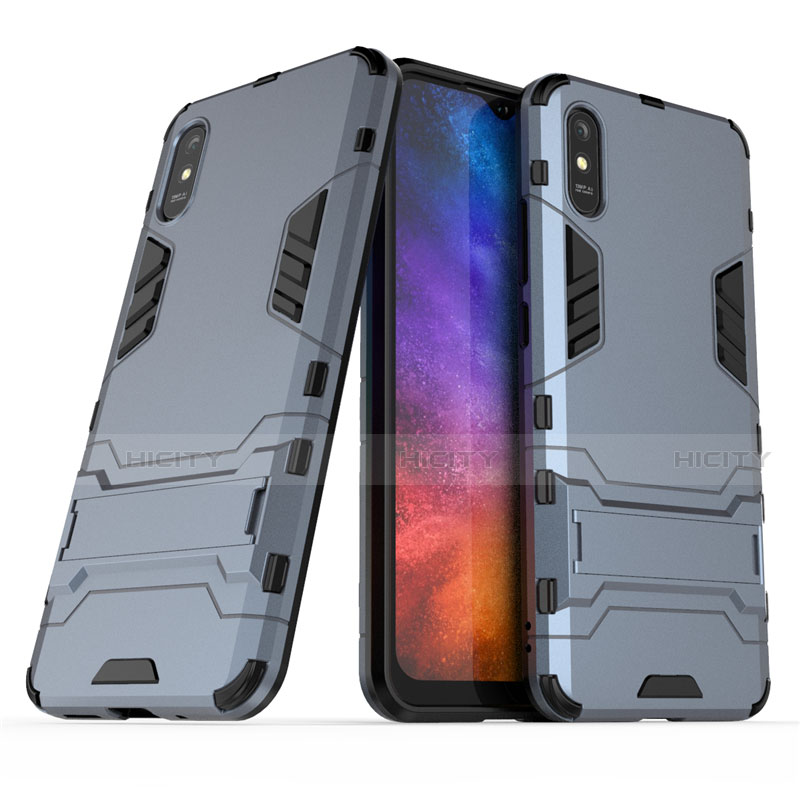 Coque Contour Silicone et Plastique Housse Etui Mat avec Support R01 pour Xiaomi Redmi 9i Plus