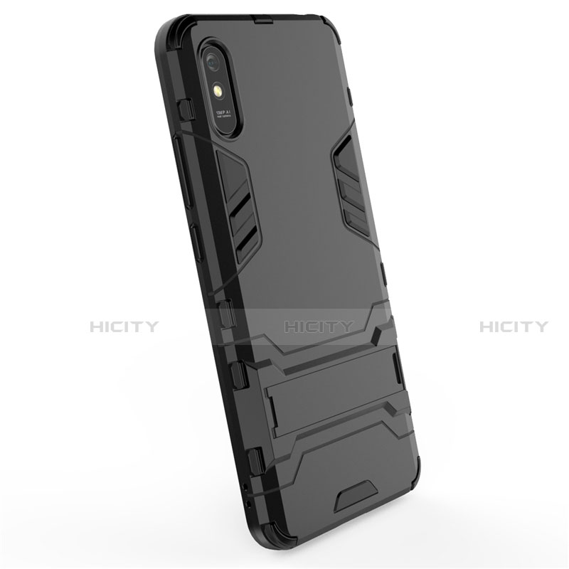 Coque Contour Silicone et Plastique Housse Etui Mat avec Support R01 pour Xiaomi Redmi 9i Plus