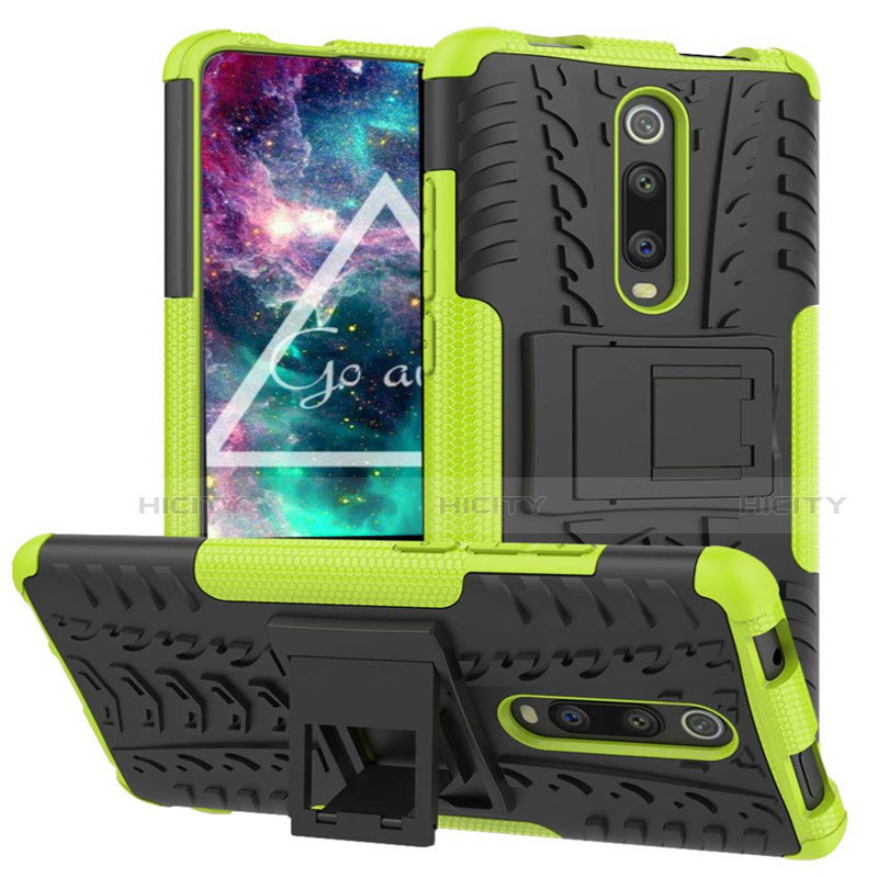 Coque Contour Silicone et Plastique Housse Etui Mat avec Support R01 pour Xiaomi Redmi K20 Pro Plus