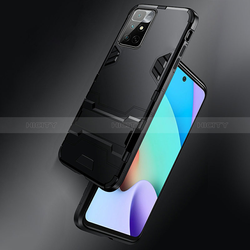 Coque Contour Silicone et Plastique Housse Etui Mat avec Support R01 pour Xiaomi Redmi Note 11 4G (2021) Plus