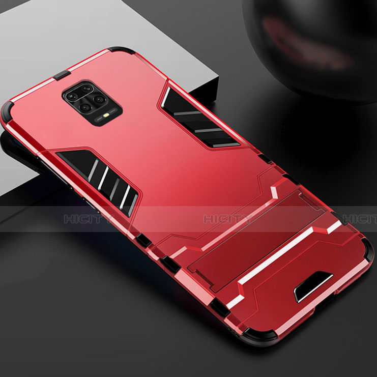 Coque Contour Silicone et Plastique Housse Etui Mat avec Support R01 pour Xiaomi Redmi Note 9 Pro Max Plus