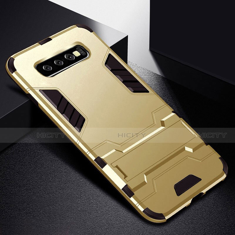 Coque Contour Silicone et Plastique Housse Etui Mat avec Support R02 pour Samsung Galaxy S10 Plus