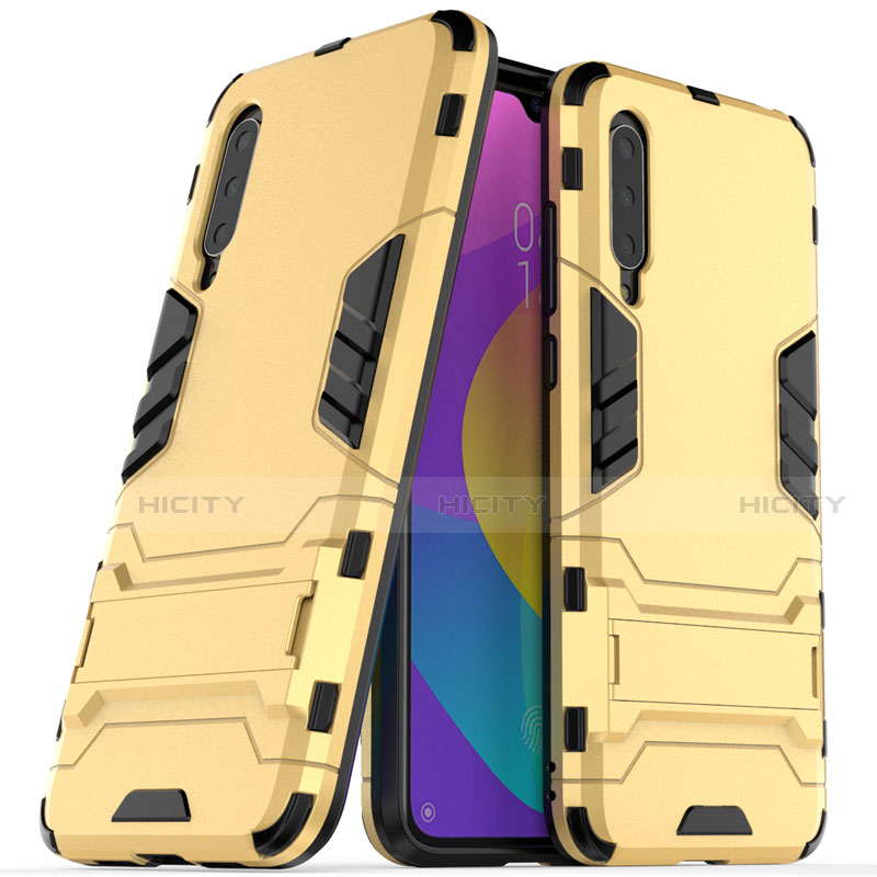 Coque Contour Silicone et Plastique Housse Etui Mat avec Support R02 pour Xiaomi Mi A3 Or Plus