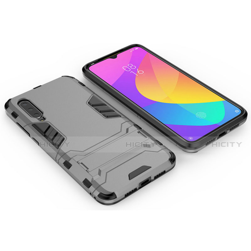 Coque Contour Silicone et Plastique Housse Etui Mat avec Support R02 pour Xiaomi Mi A3 Plus