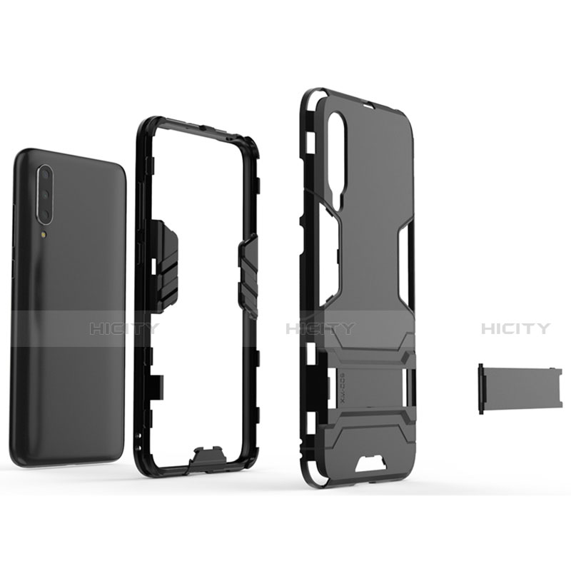 Coque Contour Silicone et Plastique Housse Etui Mat avec Support R02 pour Xiaomi Mi A3 Plus