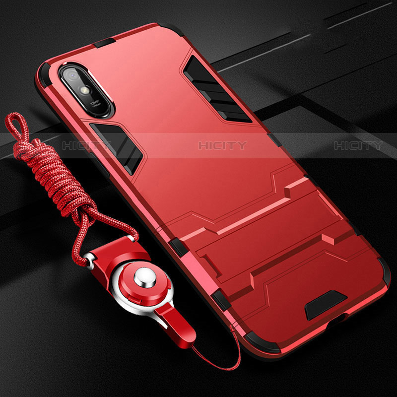 Coque Contour Silicone et Plastique Housse Etui Mat avec Support R02 pour Xiaomi Redmi 9A Plus