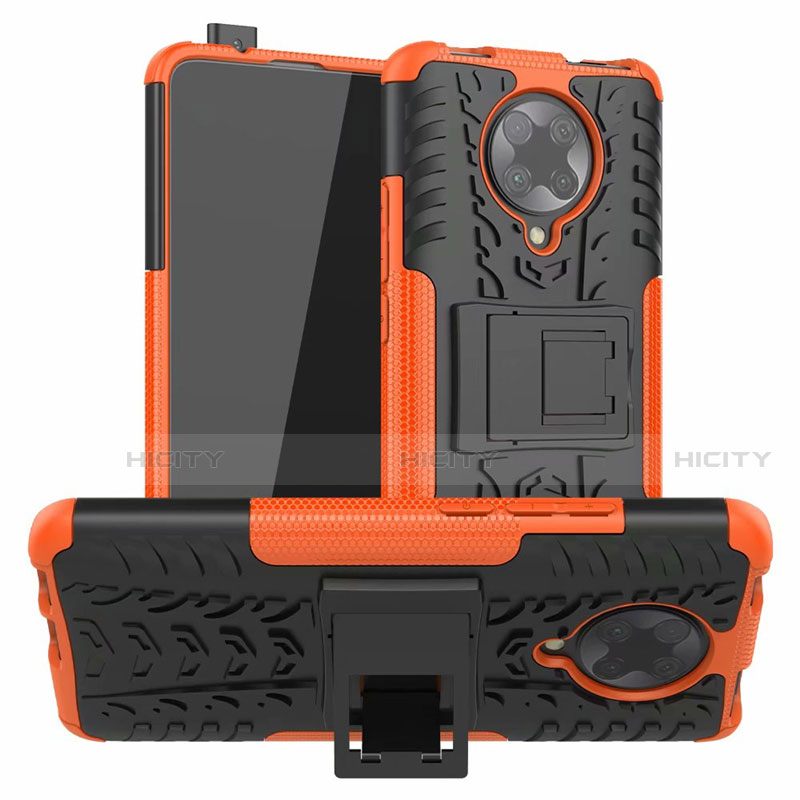 Coque Contour Silicone et Plastique Housse Etui Mat avec Support R02 pour Xiaomi Redmi K30 Pro Zoom Orange Plus