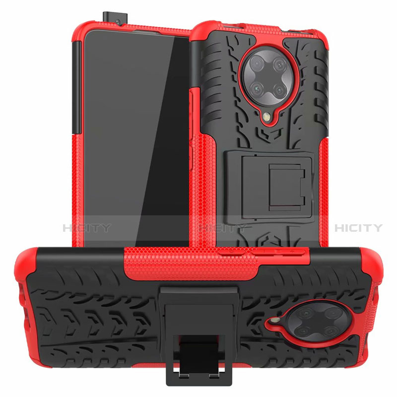 Coque Contour Silicone et Plastique Housse Etui Mat avec Support R02 pour Xiaomi Redmi K30 Pro Zoom Rouge Plus