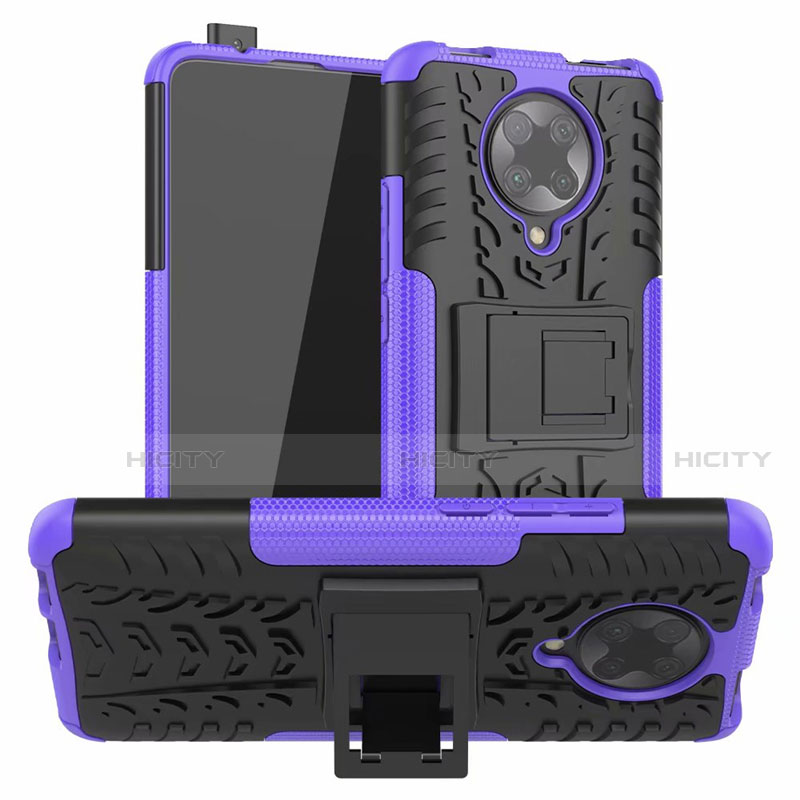 Coque Contour Silicone et Plastique Housse Etui Mat avec Support R02 pour Xiaomi Redmi K30 Pro Zoom Violet Plus