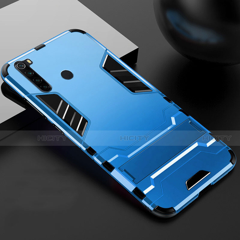 Coque Contour Silicone et Plastique Housse Etui Mat avec Support R02 pour Xiaomi Redmi Note 8 (2021) Plus