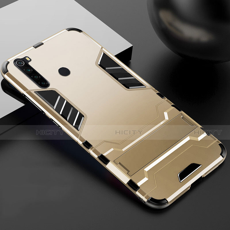 Coque Contour Silicone et Plastique Housse Etui Mat avec Support R02 pour Xiaomi Redmi Note 8 Plus