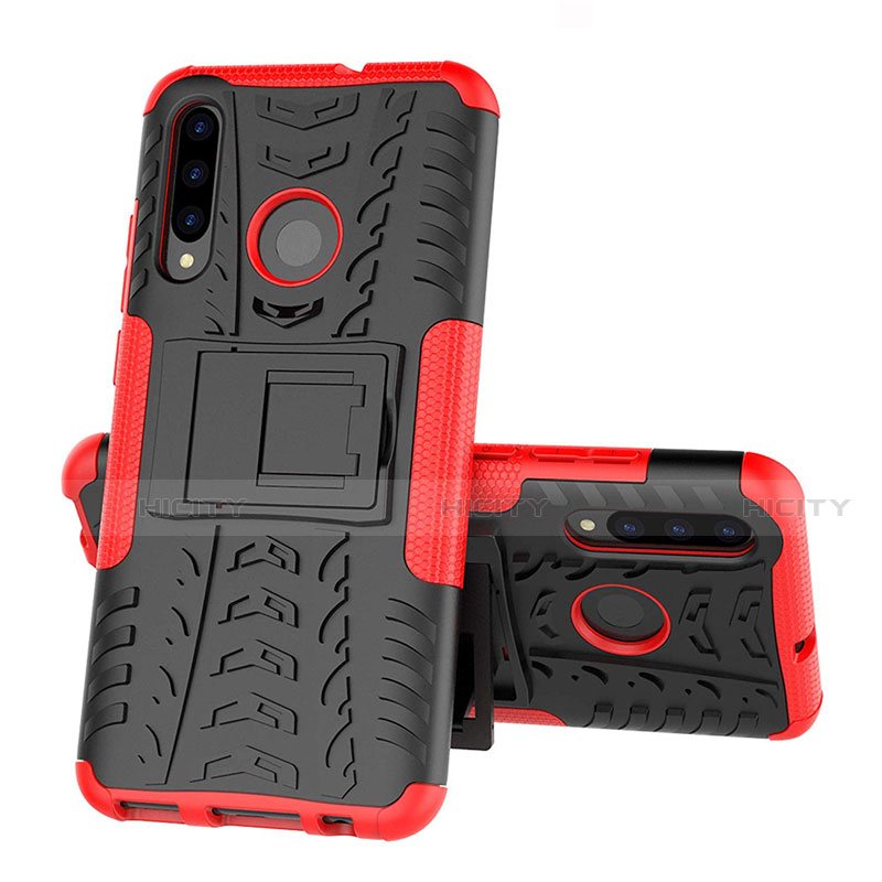 Coque Contour Silicone et Plastique Housse Etui Mat avec Support R03 pour Huawei Honor 10i Rouge Plus