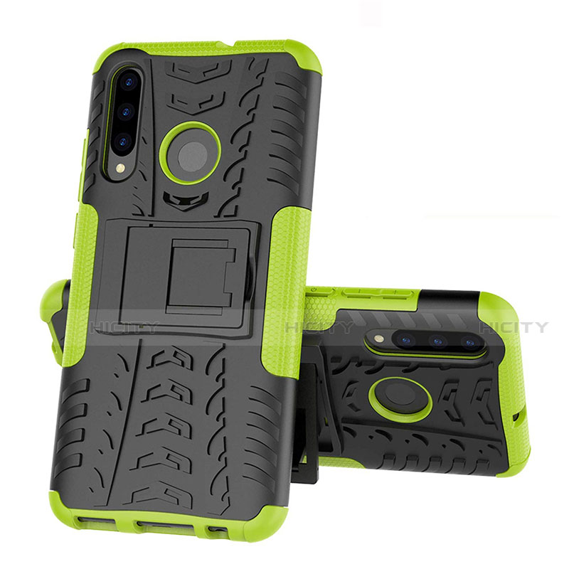 Coque Contour Silicone et Plastique Housse Etui Mat avec Support R03 pour Huawei Honor 10i Vert Plus