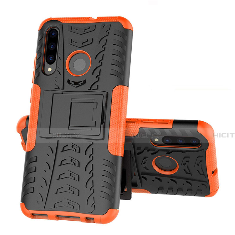 Coque Contour Silicone et Plastique Housse Etui Mat avec Support R03 pour Huawei Honor 20E Orange Plus